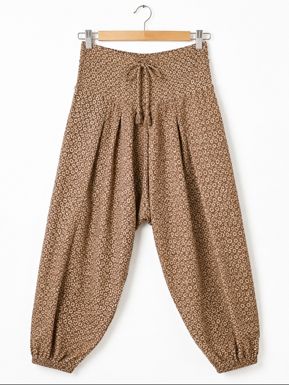 Brown Boho Harem Pants Tribal Circle Print Genie Festival Lounge